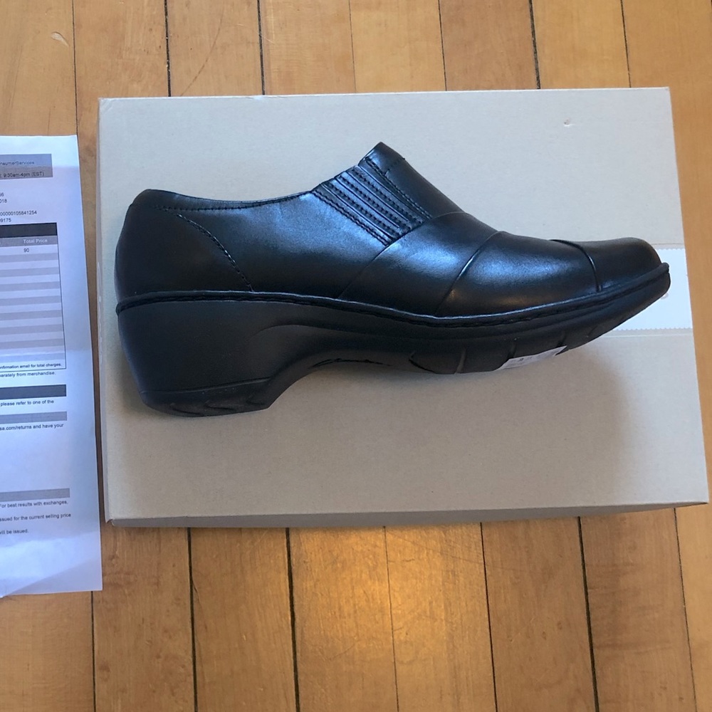 Clarks womens black leather Channing Tessa shoe size 8.5 brand new